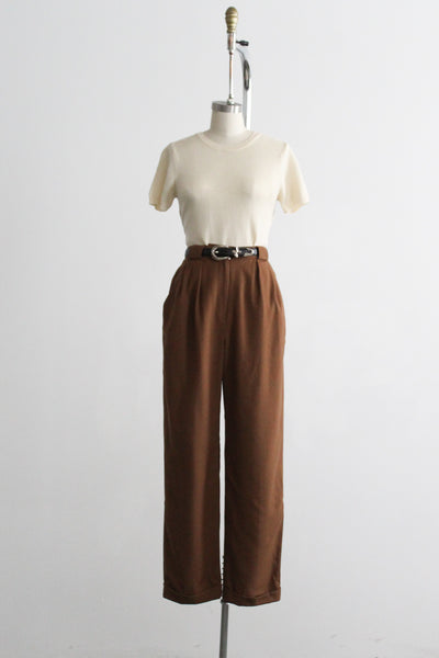 tobacco wool trousers