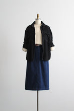 indigo denim midi skirt