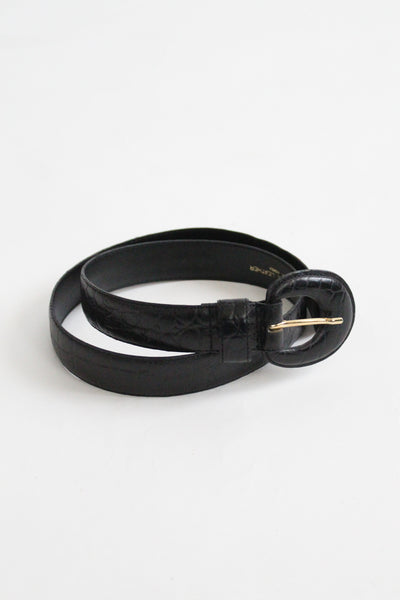 embossed leather belt