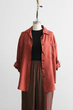 terra cotta silk button up