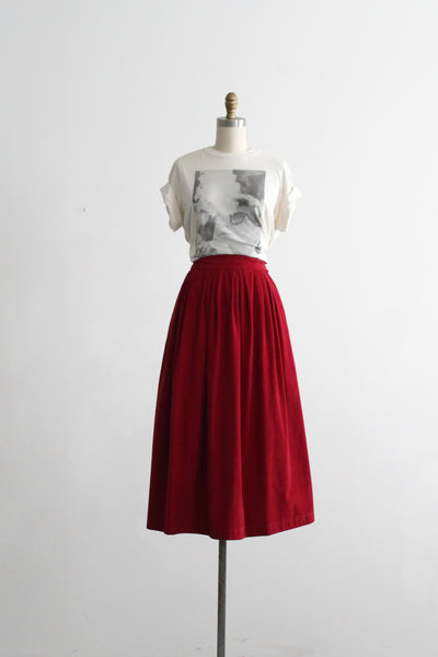cranberry corduroy midi skirt (xs/s)