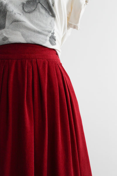 cranberry corduroy midi skirt (xs/s)