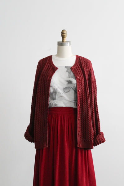 redwood cable knit cardigan (l)