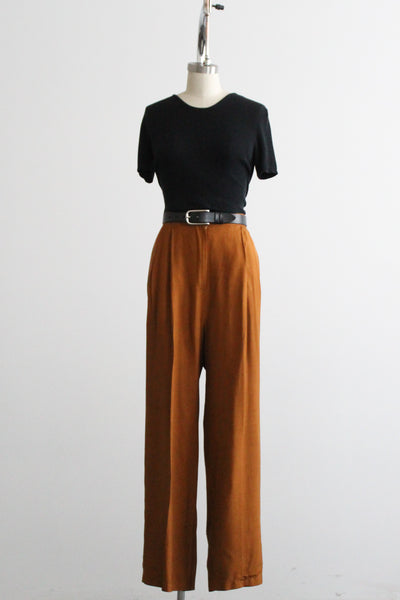 tobacco silk trousers