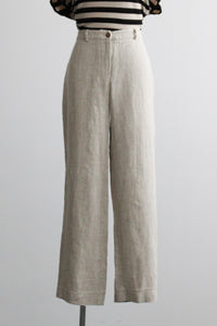 mushroom linen trousers