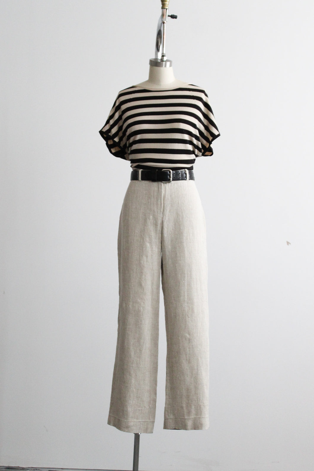 mushroom linen trousers