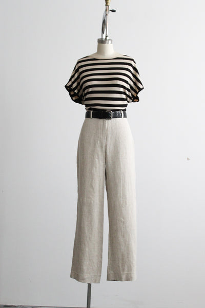 mushroom linen trousers