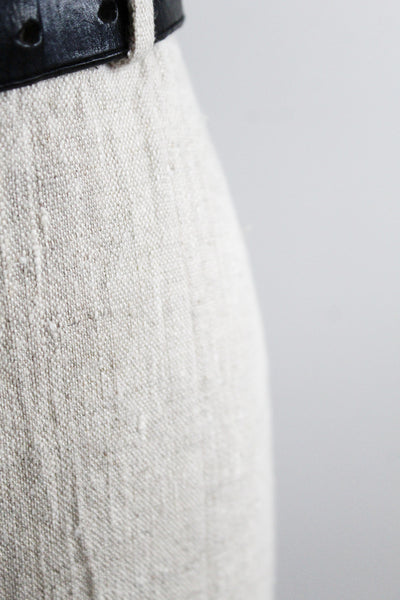 mushroom linen trousers
