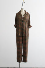 windowpane silk trousers set