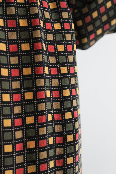 windowpane silk trousers set