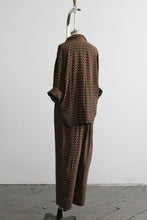 windowpane silk trousers set