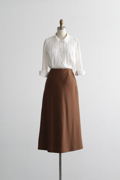 tobacco wool midi skirt