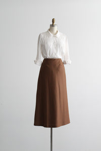 tobacco wool midi skirt
