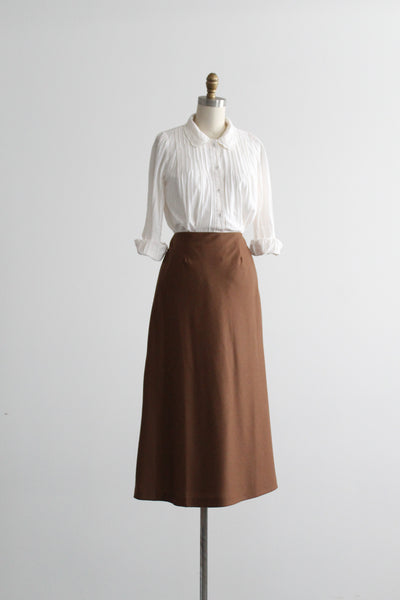 tobacco wool midi skirt