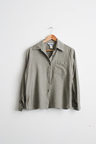 sage leaf silk button up