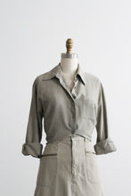 sage leaf silk button up