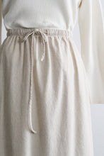 natural linen midi skirt