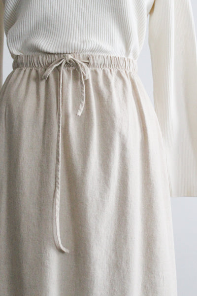 natural linen midi skirt