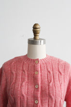 rose quartz wool cable knit cardigan (s)