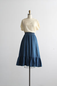 laurel lake denim midi skirt