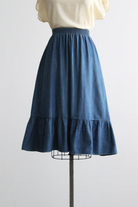 laurel lake denim midi skirt