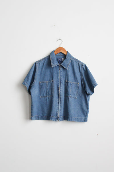 boxy denim work shirt