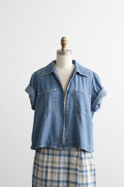 boxy denim work shirt