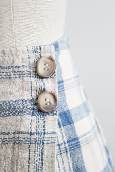 plaid linen wrap skirt