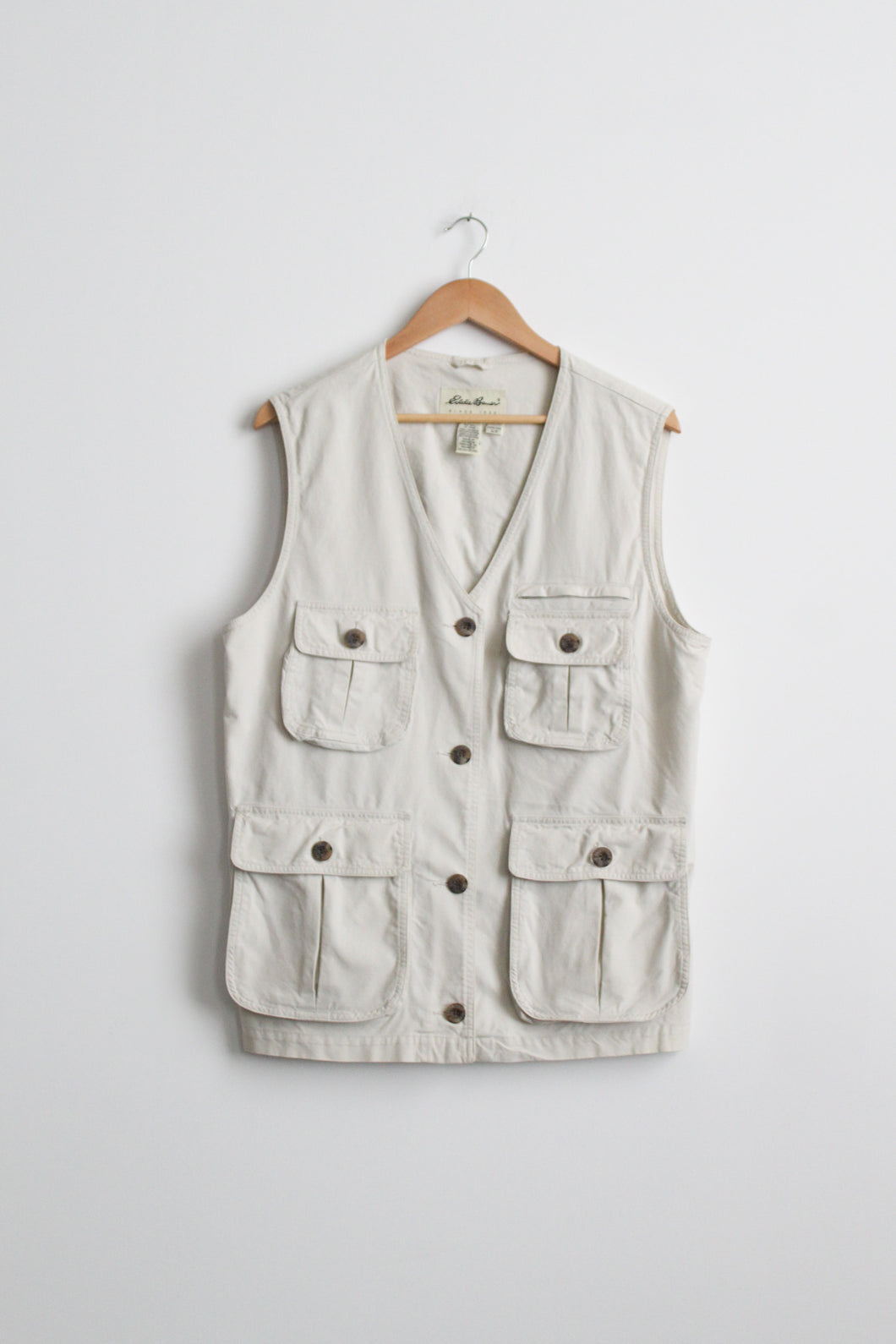 bone cotton utility vest