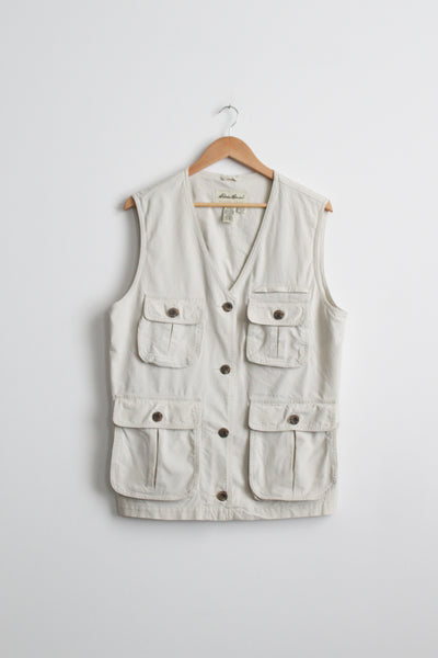 bone cotton utility vest