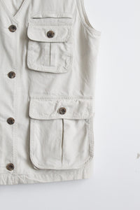bone cotton utility vest