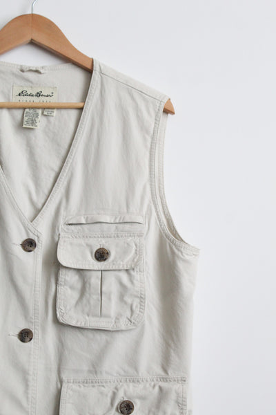 bone cotton utility vest