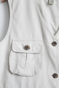 bone cotton utility vest