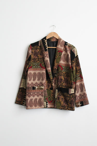 patchwork print blazer