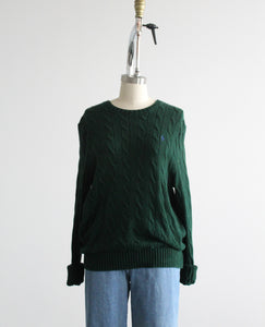 spruce cable knit cotton pullover