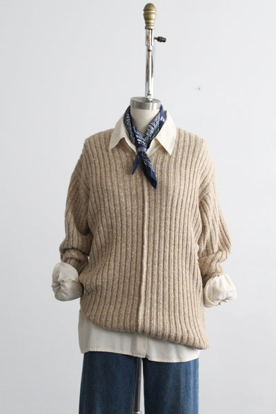 almond rib knit sweater (m)