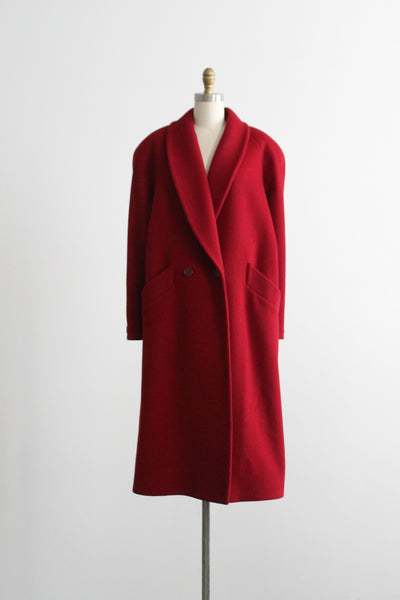 cranberry wool trench