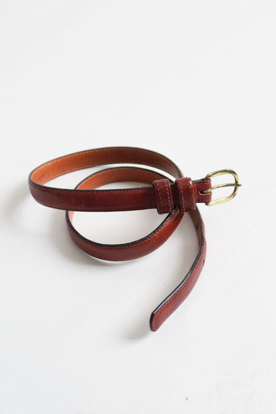 skinny oxblood leather belt