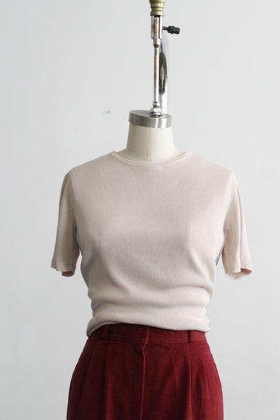 putty pink silk knit tee (m)