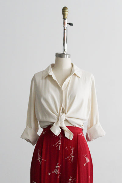 bone silk button up (l)