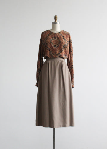 almond wool midi skirt