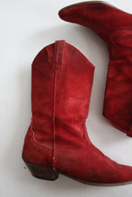 tomato suede cowboy boots (size 8)