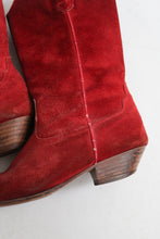 tomato suede cowboy boots (size 8)