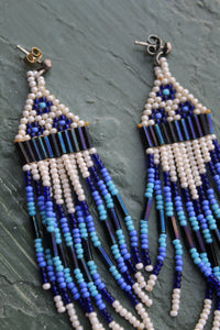 beaded sky blue earrings