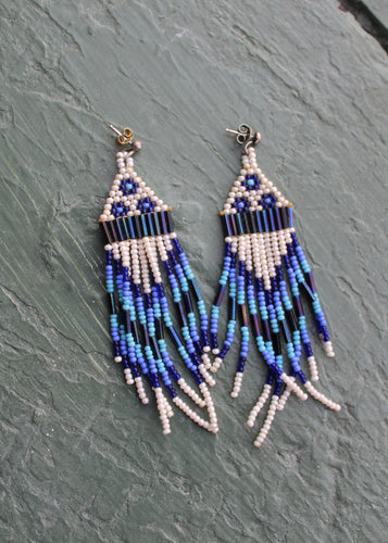 beaded sky blue earrings