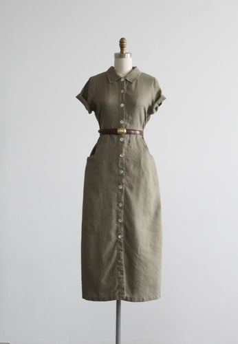 basil leaf linen dress