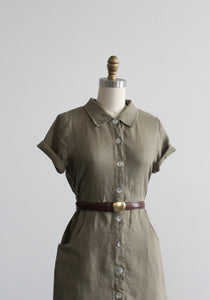 basil leaf linen dress