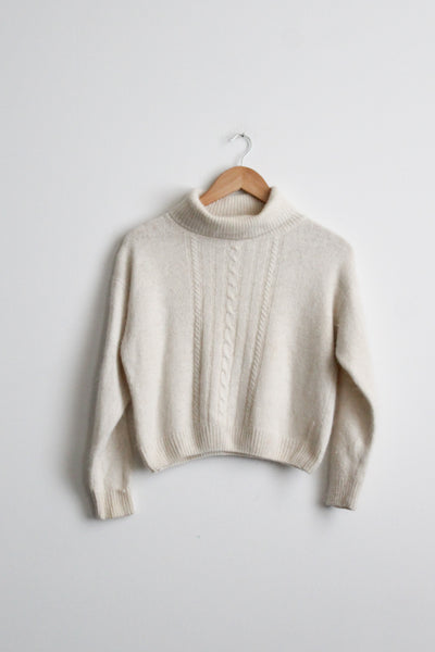 eggshell angora cropped sweater