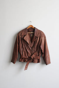 whiskey brown leather bomber