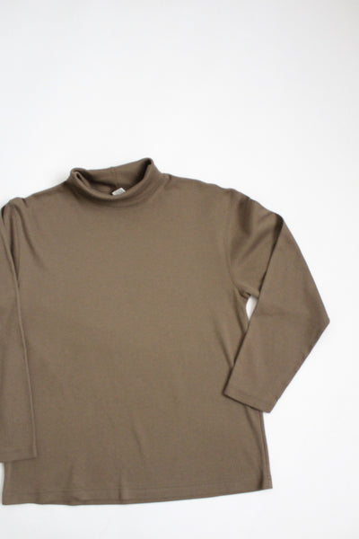 COTTON olive mock turtleneck